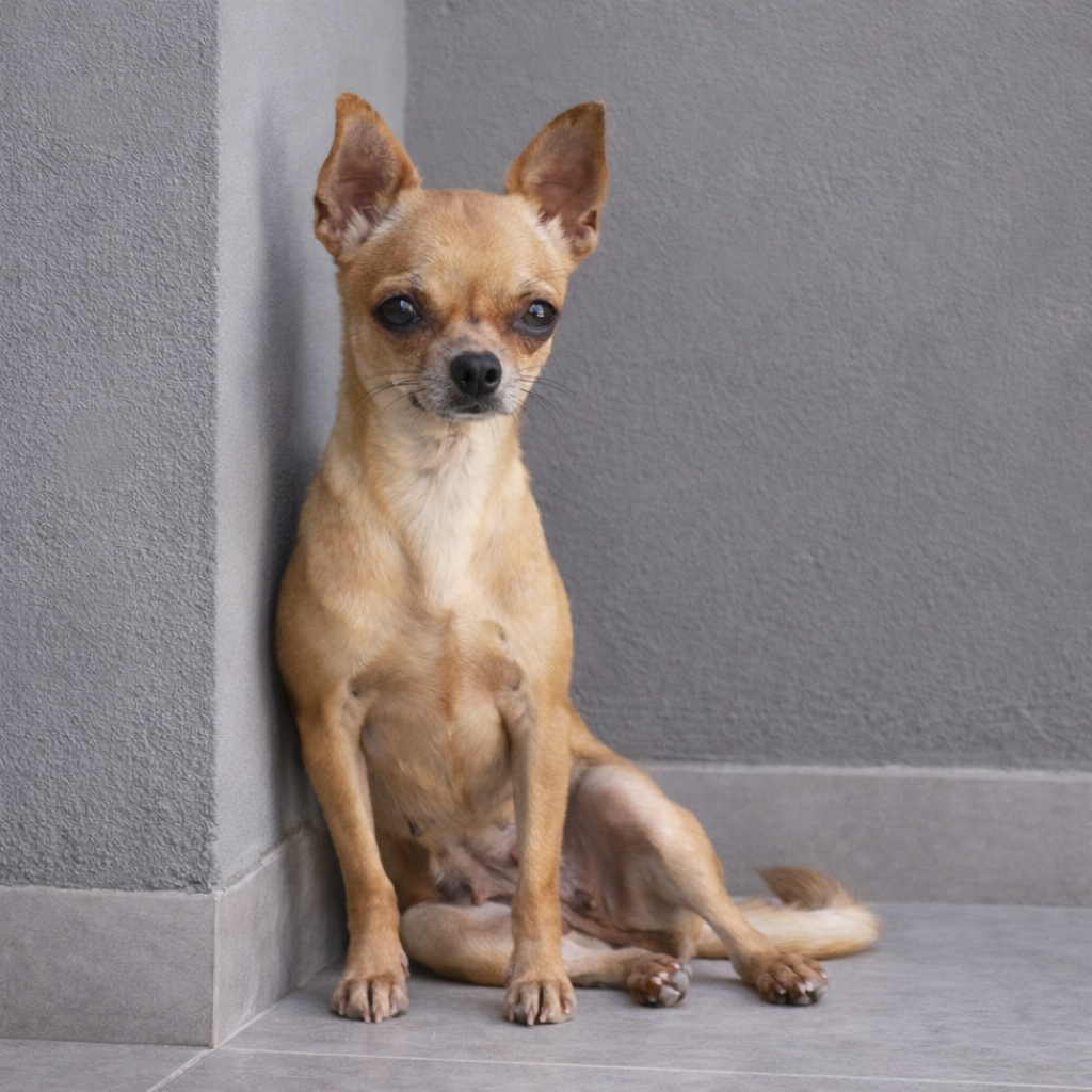Chihuahua de pelo curto caramelo escuro