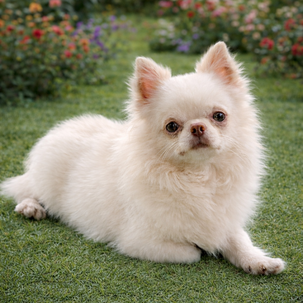 Chihuahua de pelo longo branco